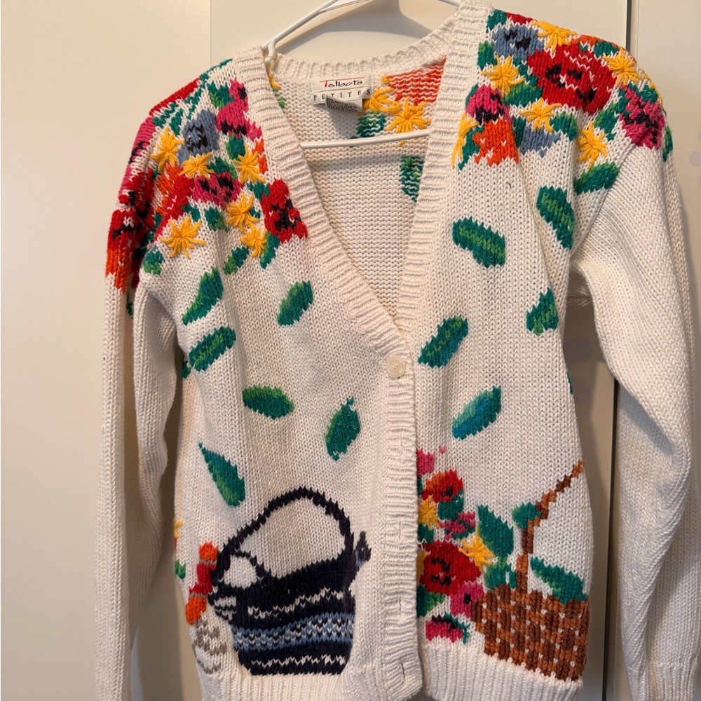 Talbots Multicolor Floral Cardigan Sweater